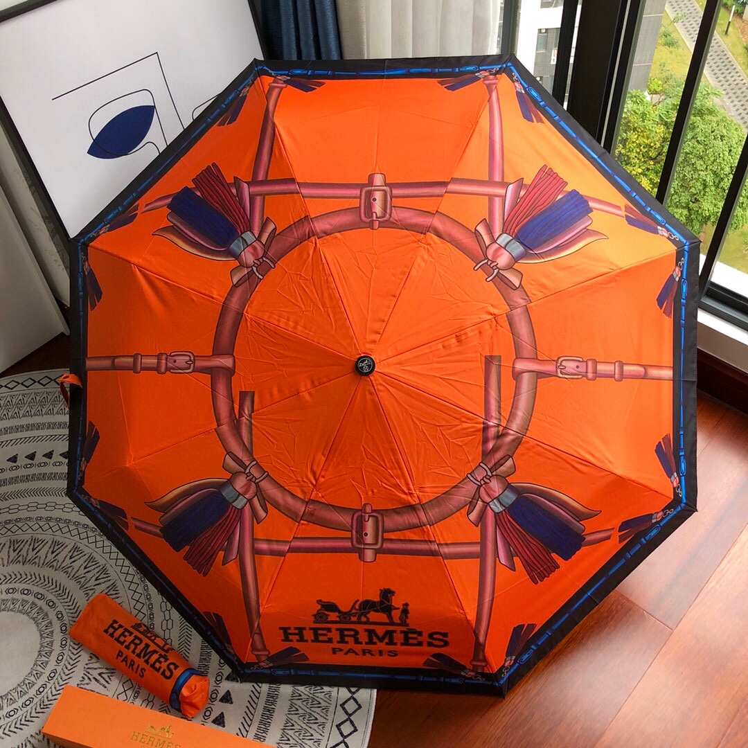 Hermes Pluie De H Folding Umbrella Orange - Soul Replicas