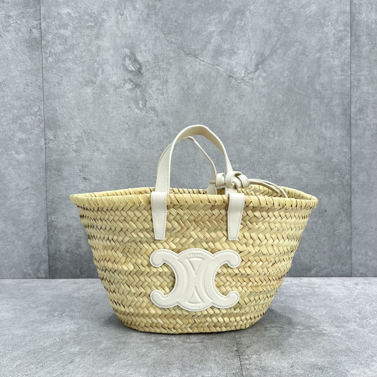 Celine Teen Triomphe Celine Classic Panier In Palm Leaves And Lizard White For Women 8in/20cm - Soul Replicas