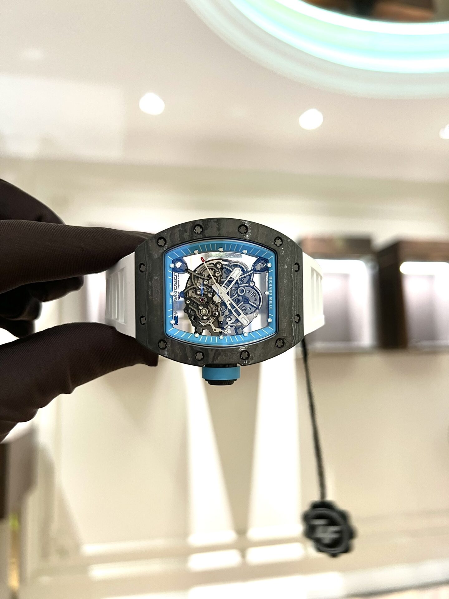 Richard Mille Replica Watch RM055 Carbon White Rubber Strap 45mm - Soul Replicas