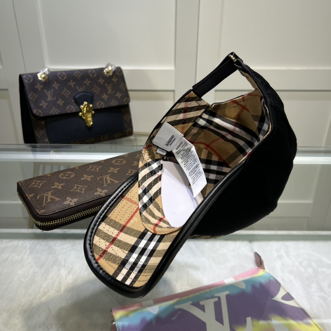 Burberry Monogram Motif Icon Stripe Cotton Baseball Cap Black - Soul Replicas