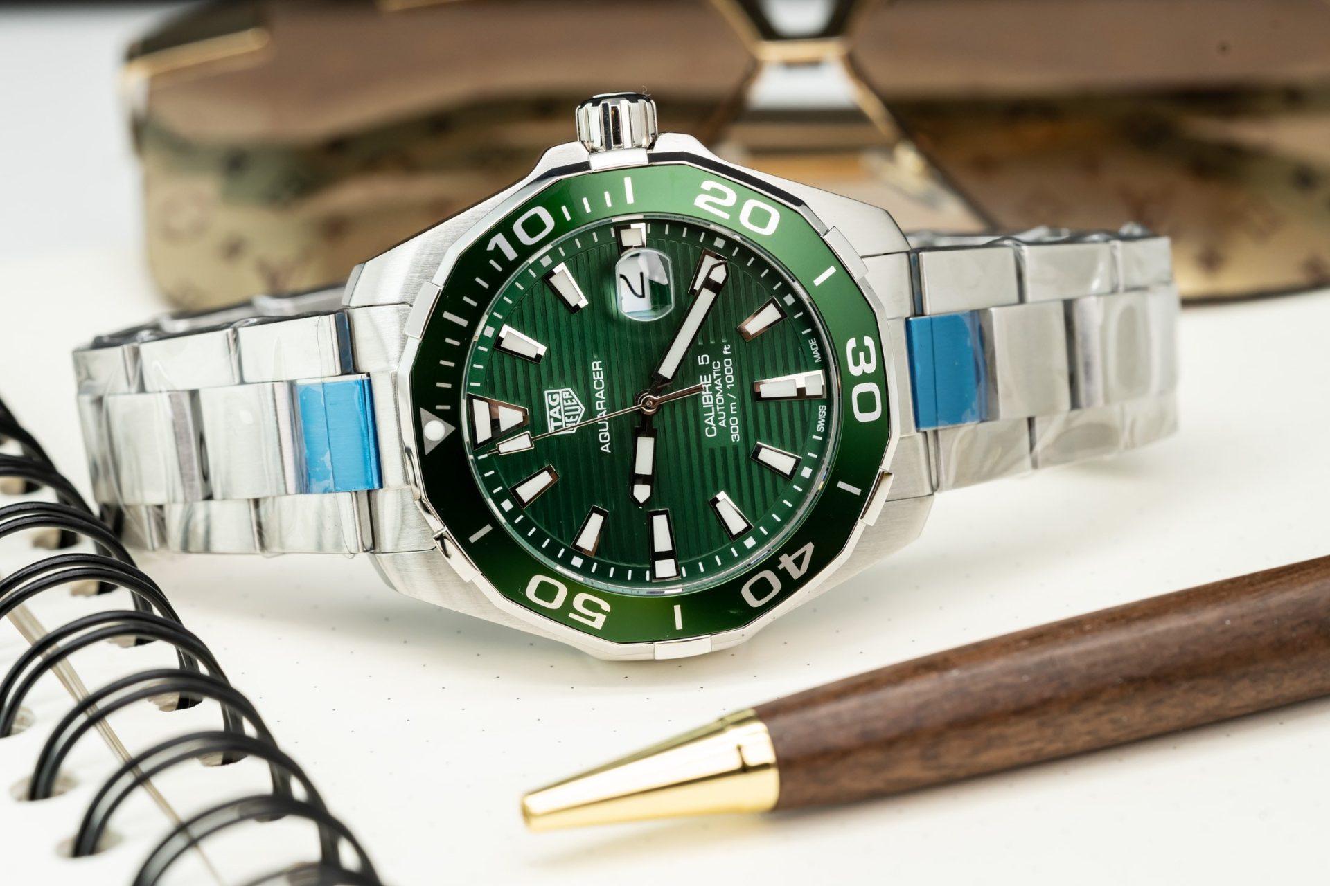 Tag Heuer Clone Watches Aquaracer Green Dial Metal Wire 43mm - Soul Replicas
