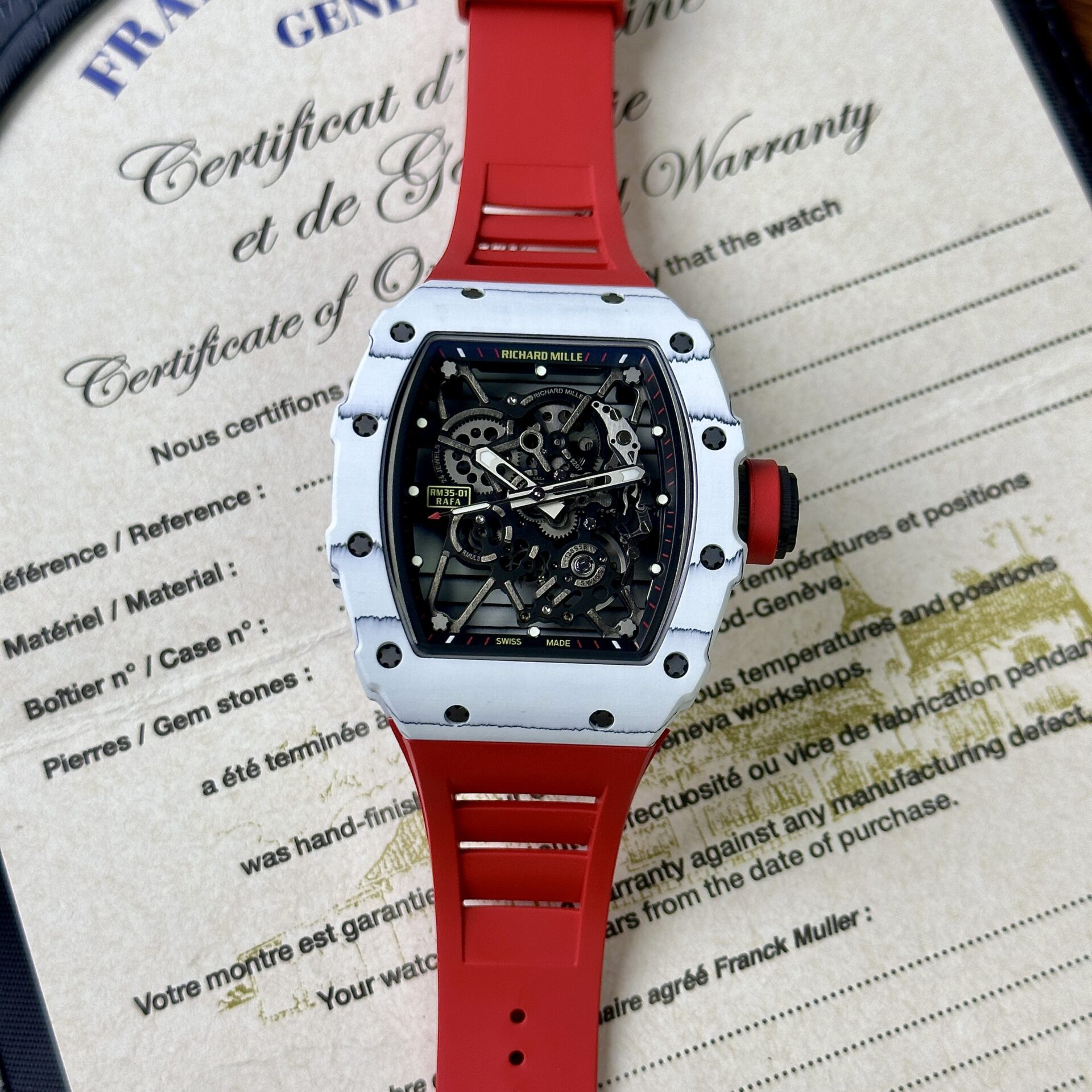 Richard Mille RM35-01 Rafael Nadal Red Rubber Strap Replica 1:1 Watch BBR Factory 42mm - Soul Replicas