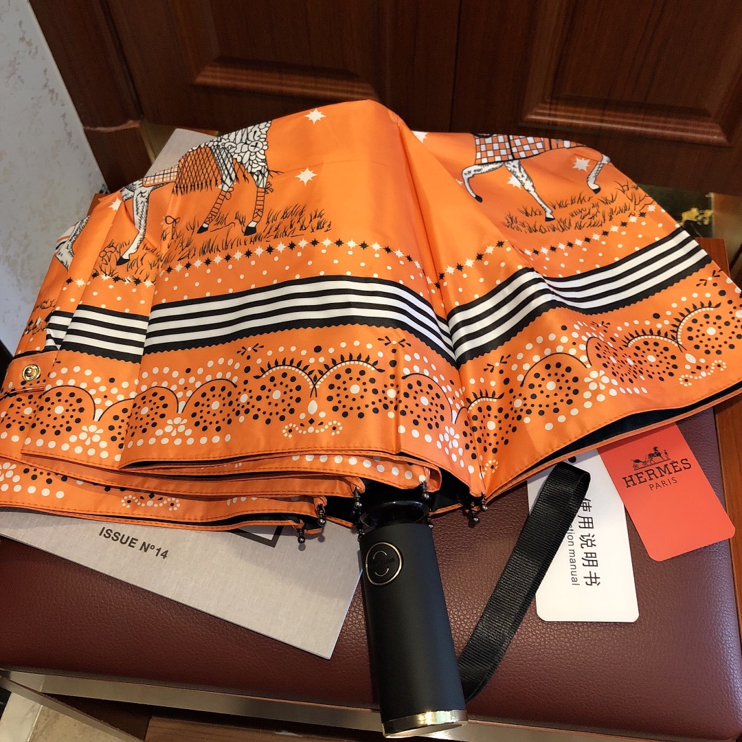Hermes Pluie De H Folding Umbrella Orange - Soul Replicas