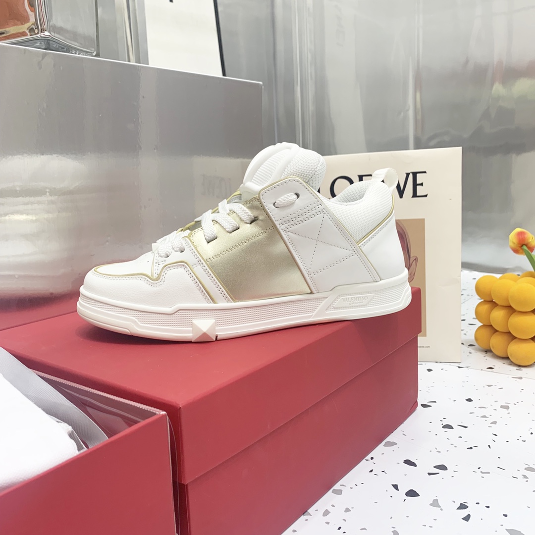 Valentino Garavani Open Skate Sneakers With Patent Band Gold For Women WS0FB1DXI - Soul Replicas