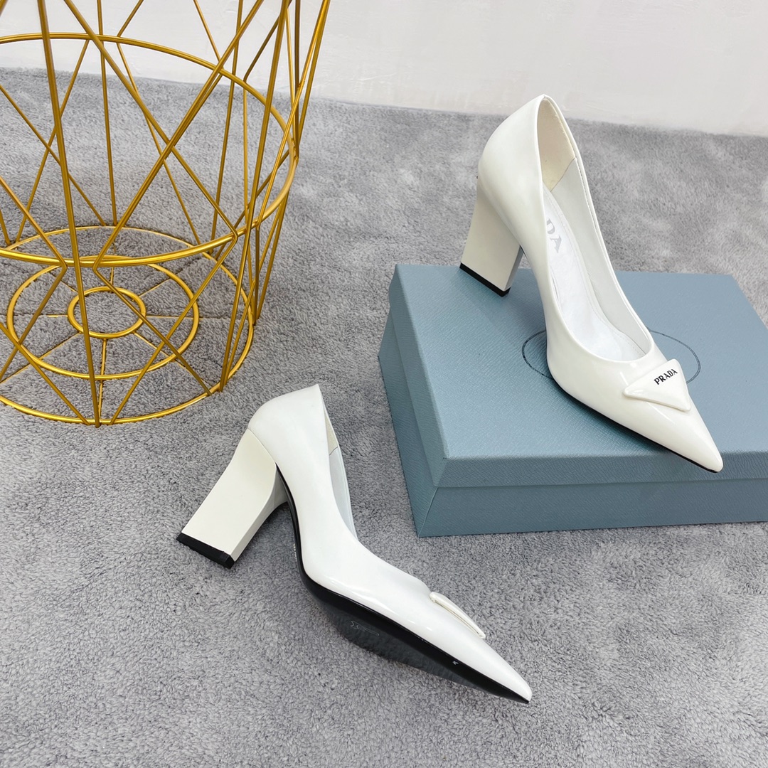 Prada Brushed Pumps White For Women Prada - Soul Replicas