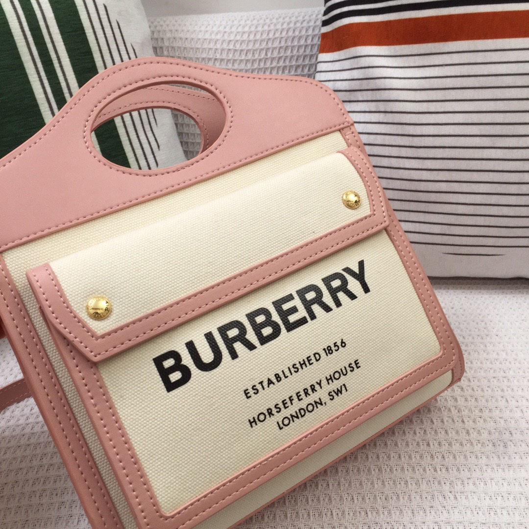 Burberry Mini Two-tone Canvas And Pocket Bag PiNike For Women. Women-s Bags 10.4in/26.5cm - Soul Replicas