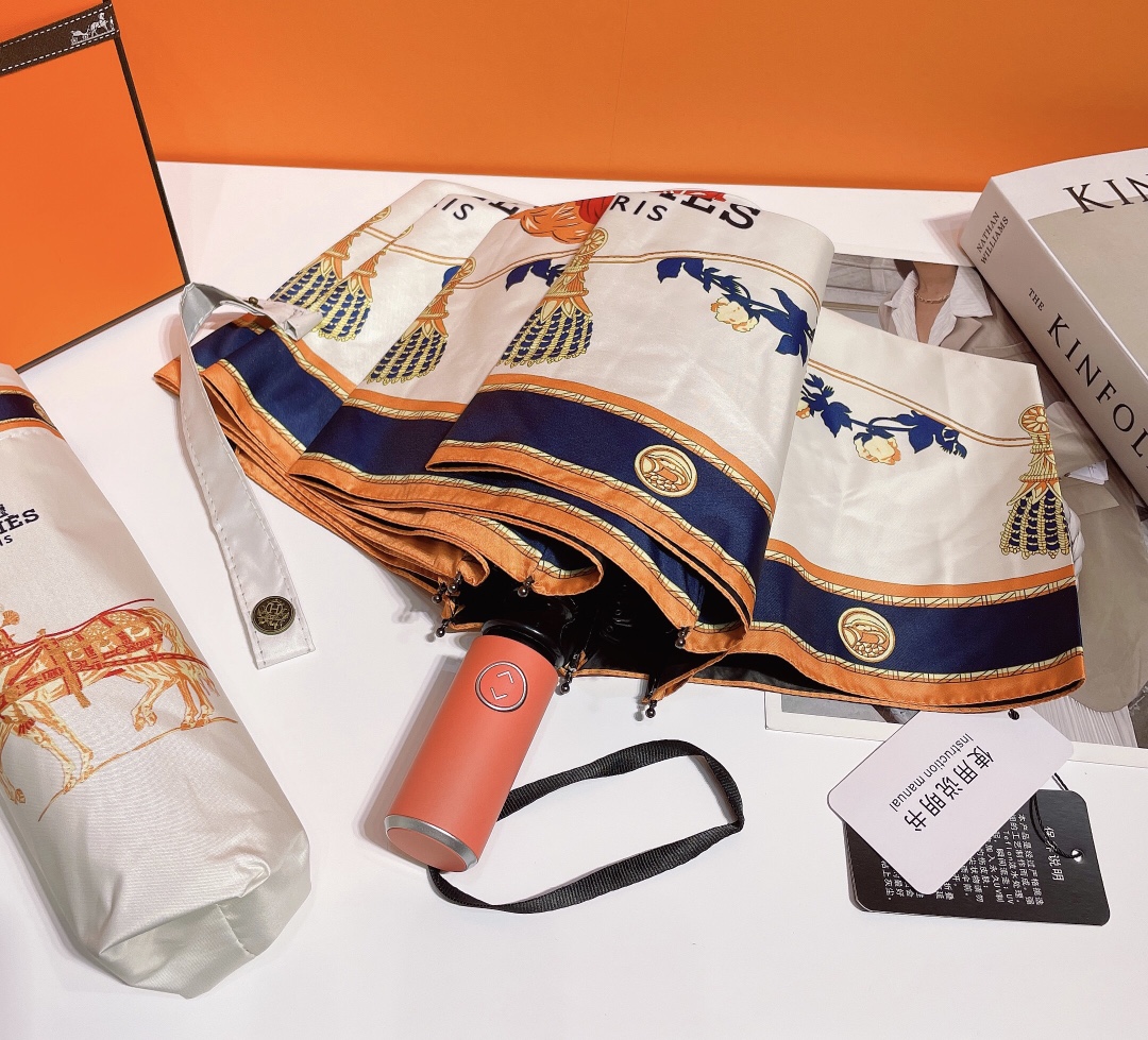 Hermes Pluie De H Folding Umbrella White - Soul Replicas