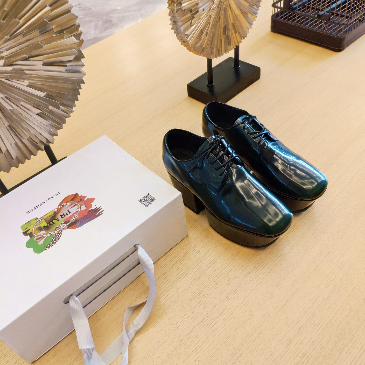 Prada Platform Lace-Ups Shoes Green For Women 2.75in/70mm Prada - Soul Replicas