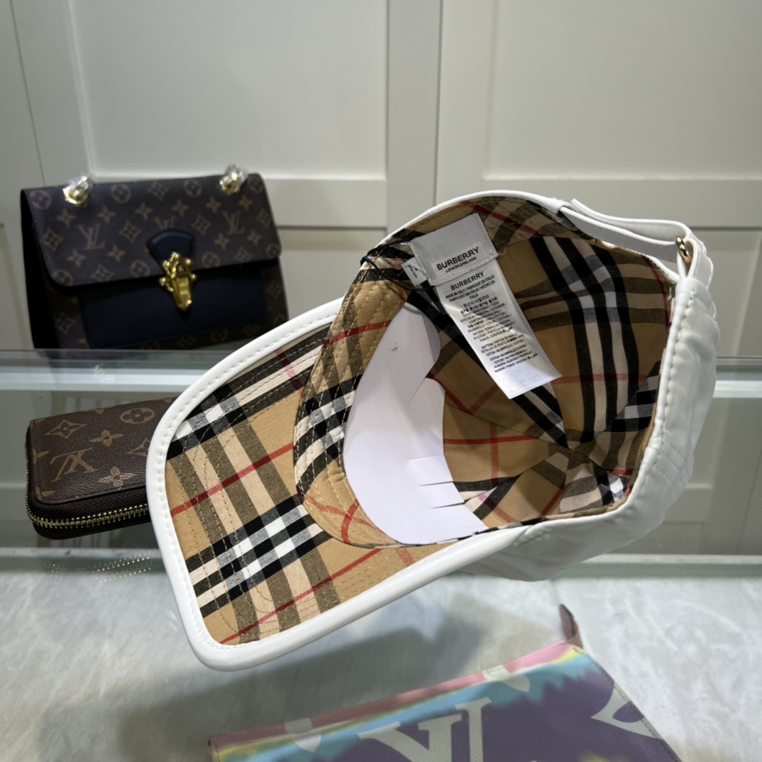 Burberry Monogram Motif Icon Stripe Cotton Baseball Cap White - Soul Replicas
