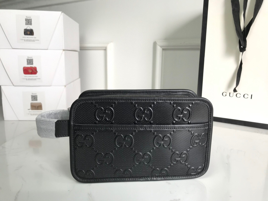 Gucci Embossed Cosmetic Case Black Gucci Embossed For Men  9in/23cm Gucci495 - Soul Replicas