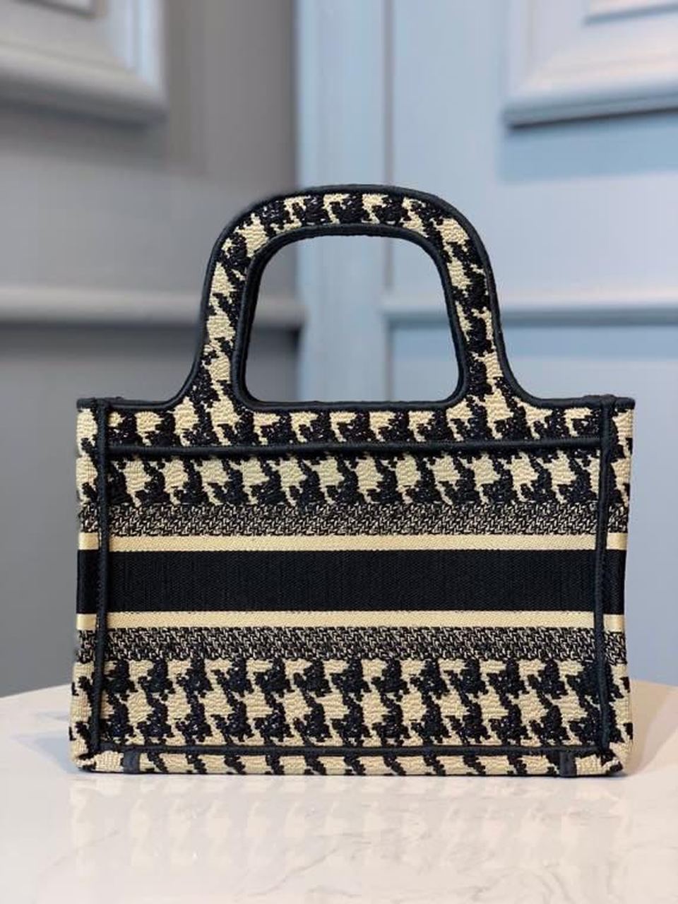 Christian Dior Mini Book Tote Bag Herringbone Embroidered Canvas For Women 22cm/9in CD - Soul Replicas