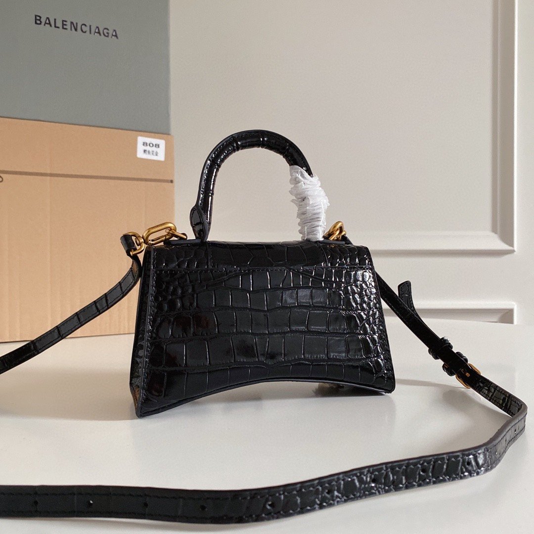 Balenciaga Hourglass XS Handbag In Black. For Women. Women's Bags 7.4in/19cm - Soul Replicas