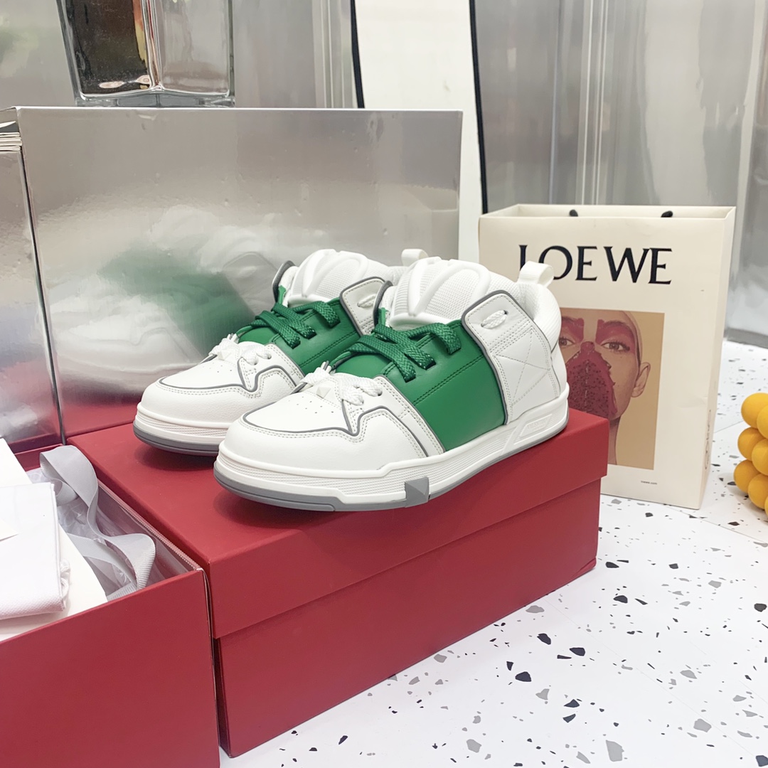 Valentino Garavani Open Skate Sneakers With Patent Band White Green For Women WS0FB1DXI - Soul Replicas