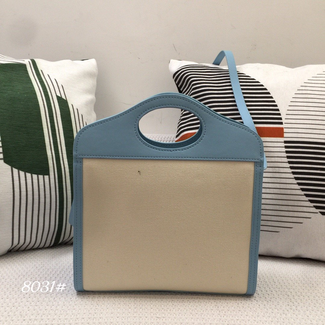 Burberry Mini Two-tone Canvas And Pocket Bag Blue For Women. Women-s Bags 10.4in/26.5cm 80434931 - Soul Replicas