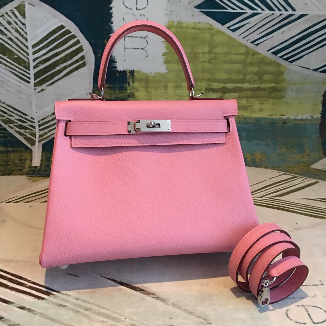 Hermes Kelly 28 Mauve Sylvestre Epsom Bag With Sliver Toned Harware For Women. Women-s Handbags. Shoulder Bags 11in/28cm - Soul Replicas