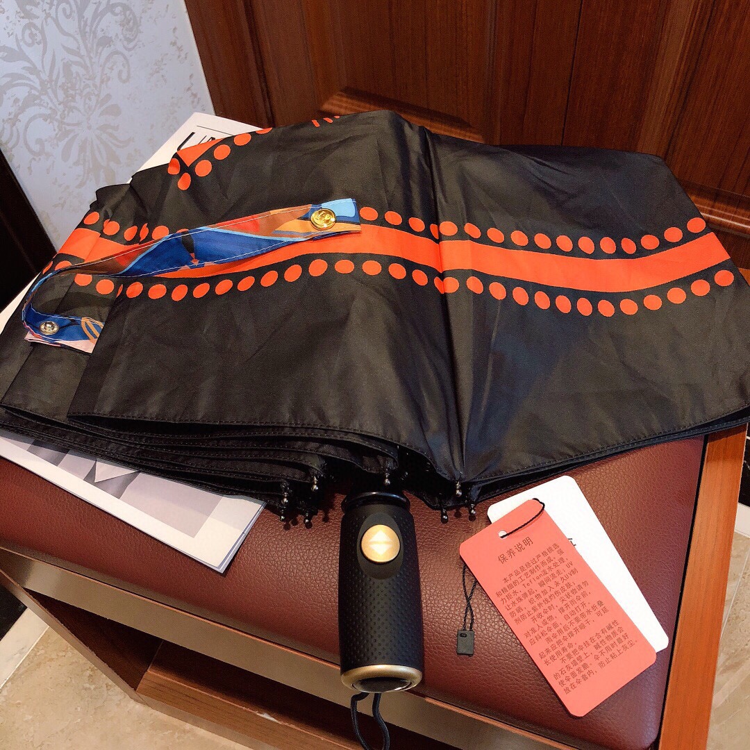 Hermes Pluie De H Folding Umbrella Black - Soul Replicas