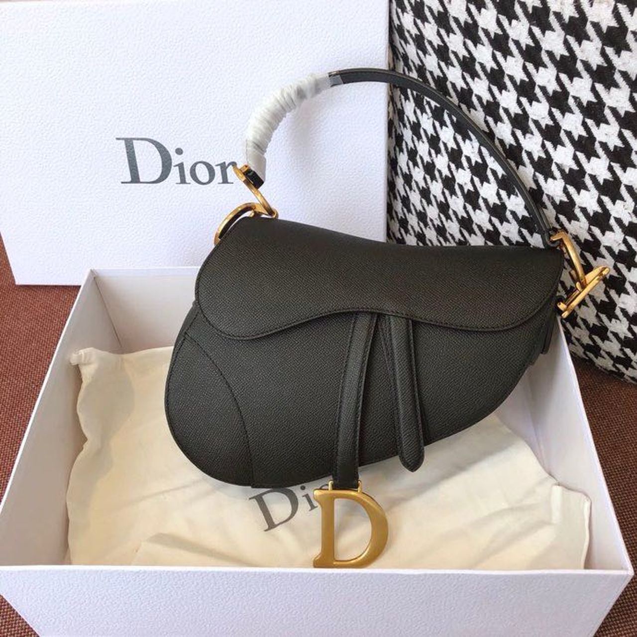 Christian Dior Saddle Bag Black Grained For Women 10in/25cm CD M0446CBAA_M900 - Soul Replicas