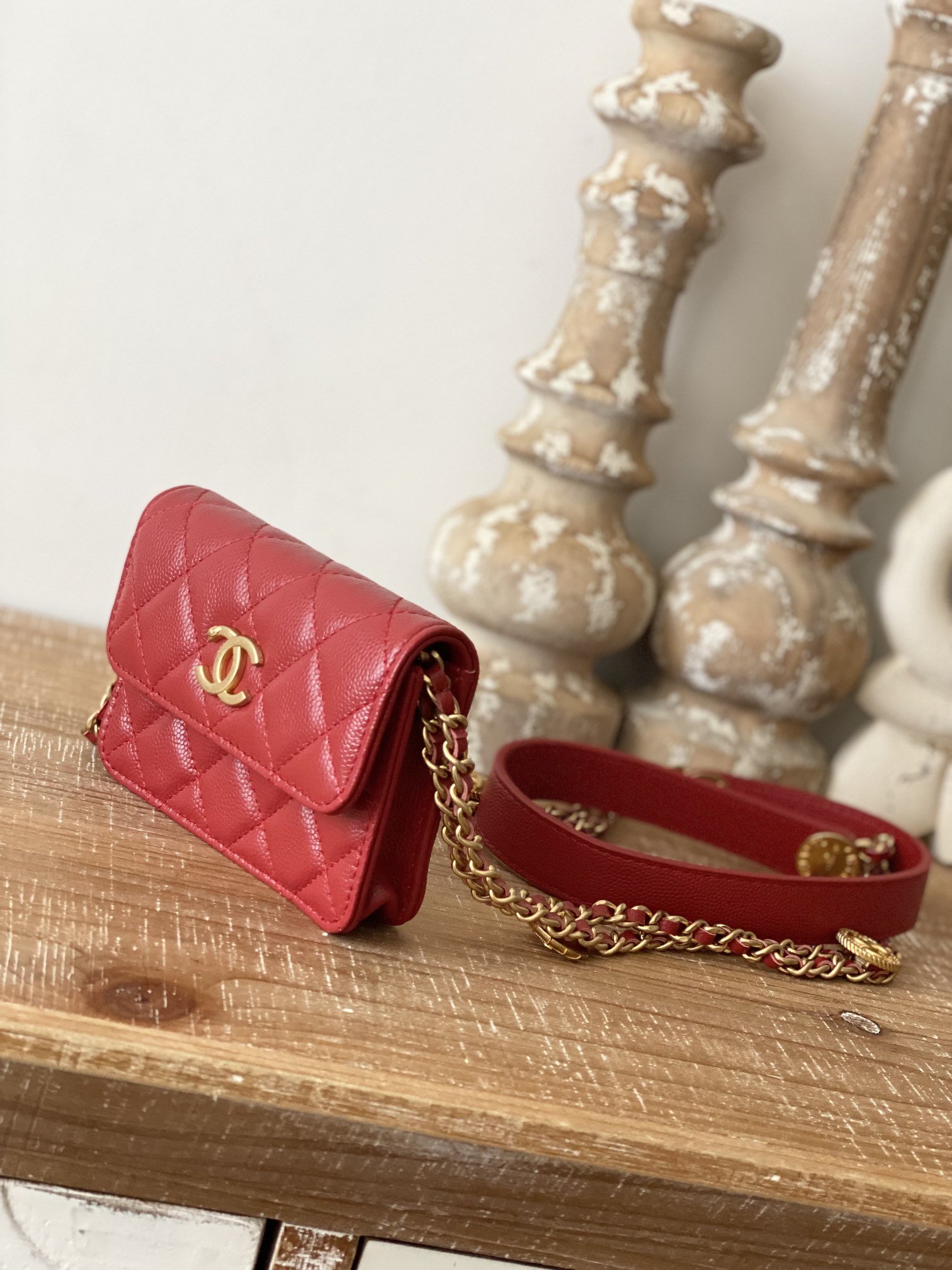 Chanel Clutch With Chain Red For Women. Women-s Bags 4.8in/12.3cm - Soul Replicas