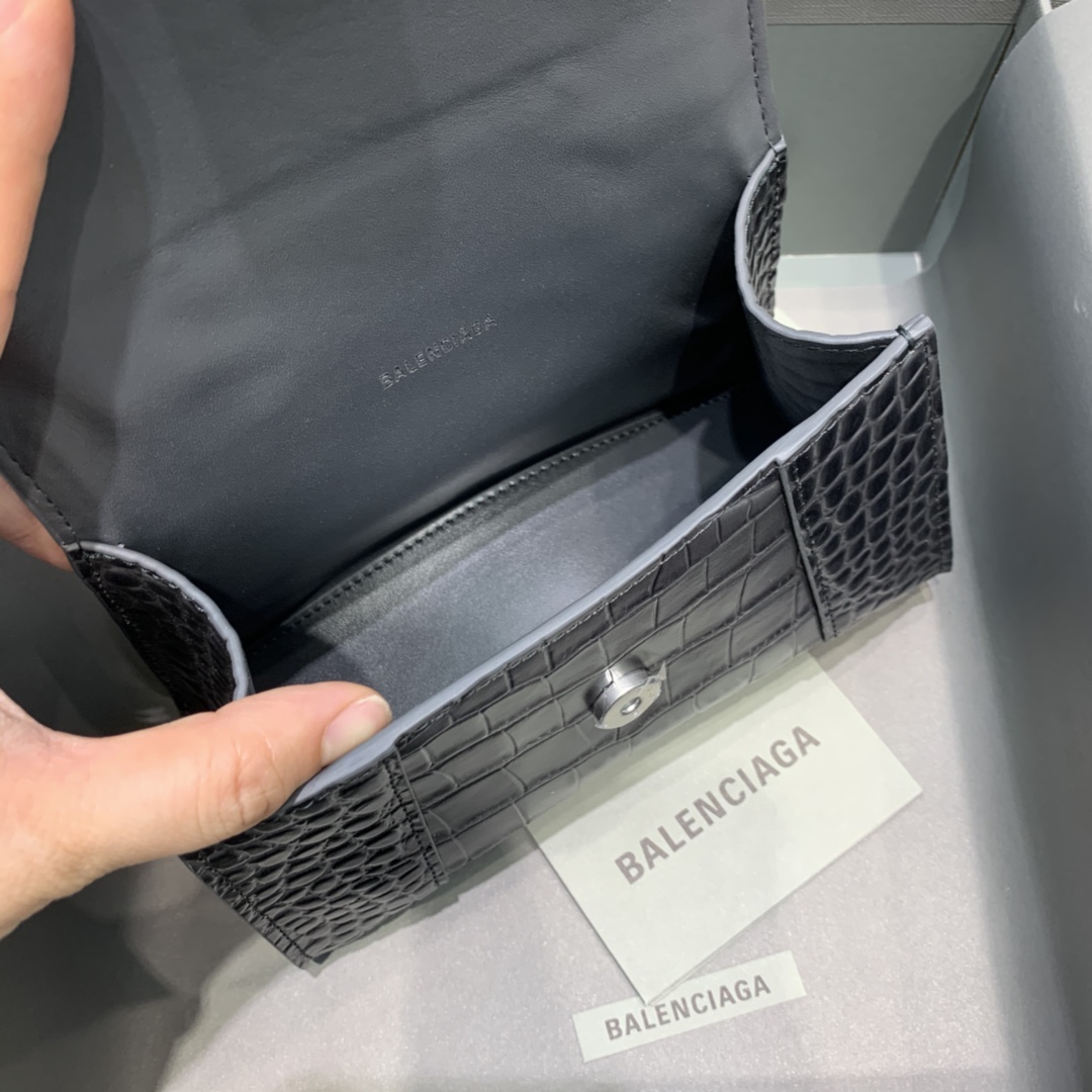 Balenciaga Hourglass XS Handbag In Dark Grey. For Women. Women-s Bags 7.4in/19cm 5935461LR6Y1309 - Soul Replicas