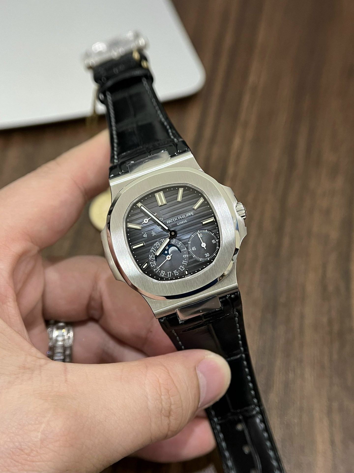 Patek Philippe Replica Watch Nautilus 5712 Blue Dial Leather Strap PPF Factory 40mm - Soul Replicas