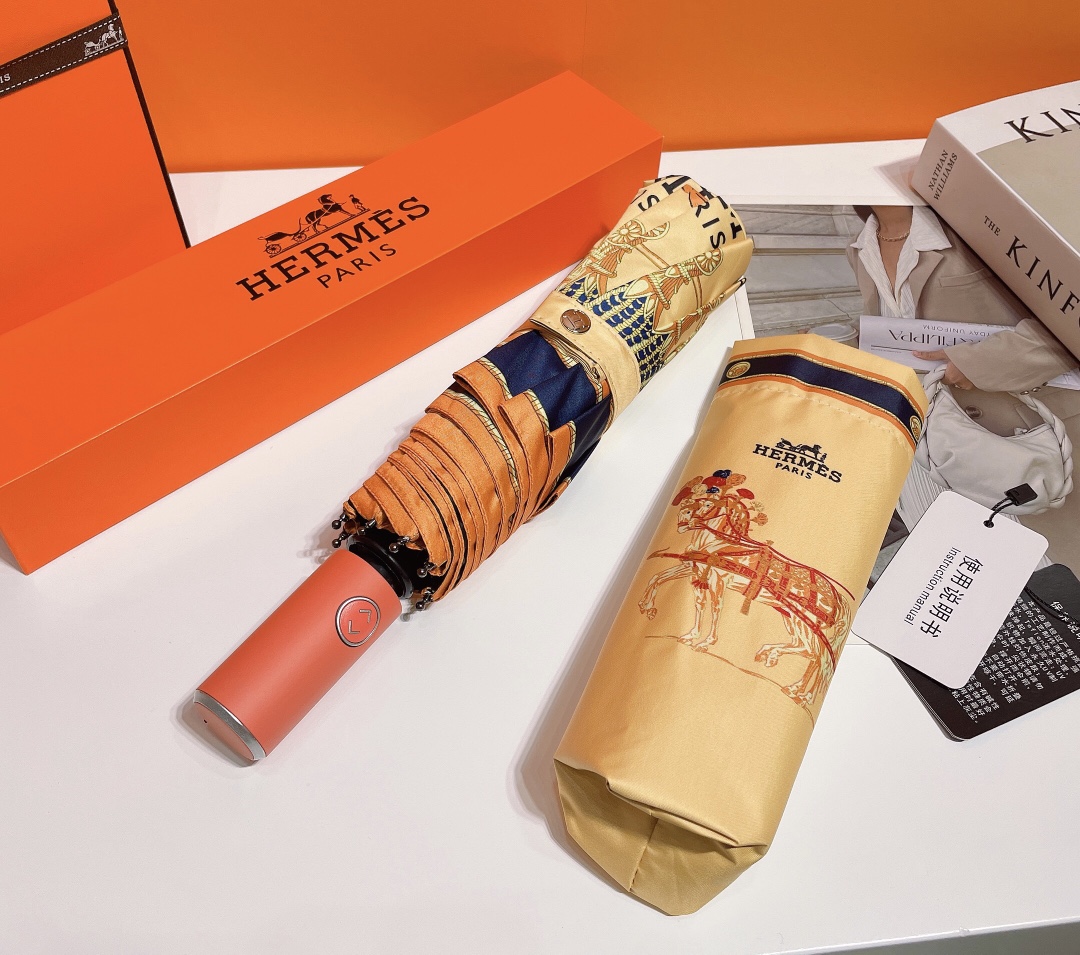 Hermes Pluie De H Folding Umbrella Beige - Soul Replicas