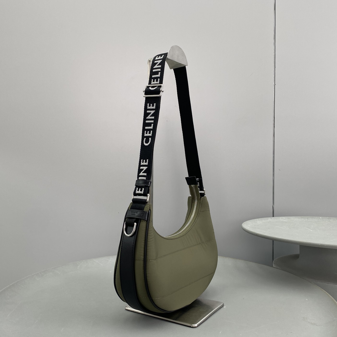 Celine Medium Ava Bag With Celine Strap In Quilted Nylon Khaki For Women 9in/23cm 196972DLI.15KH - Soul Replicas