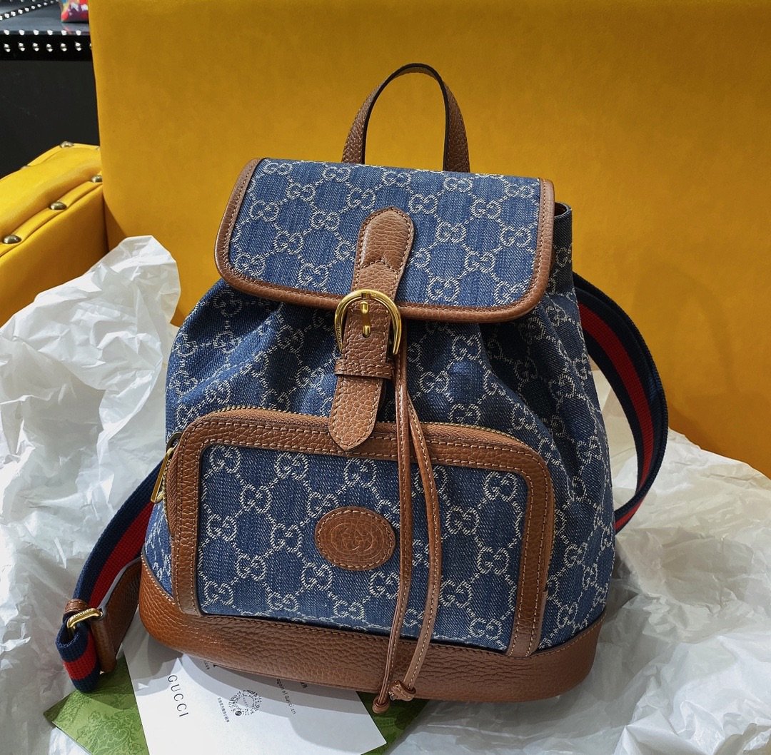 Gucci Backpack With Interlocking G Blue For Women. Women-s Bags 11.8in/30cm Gucci - Soul Replicas