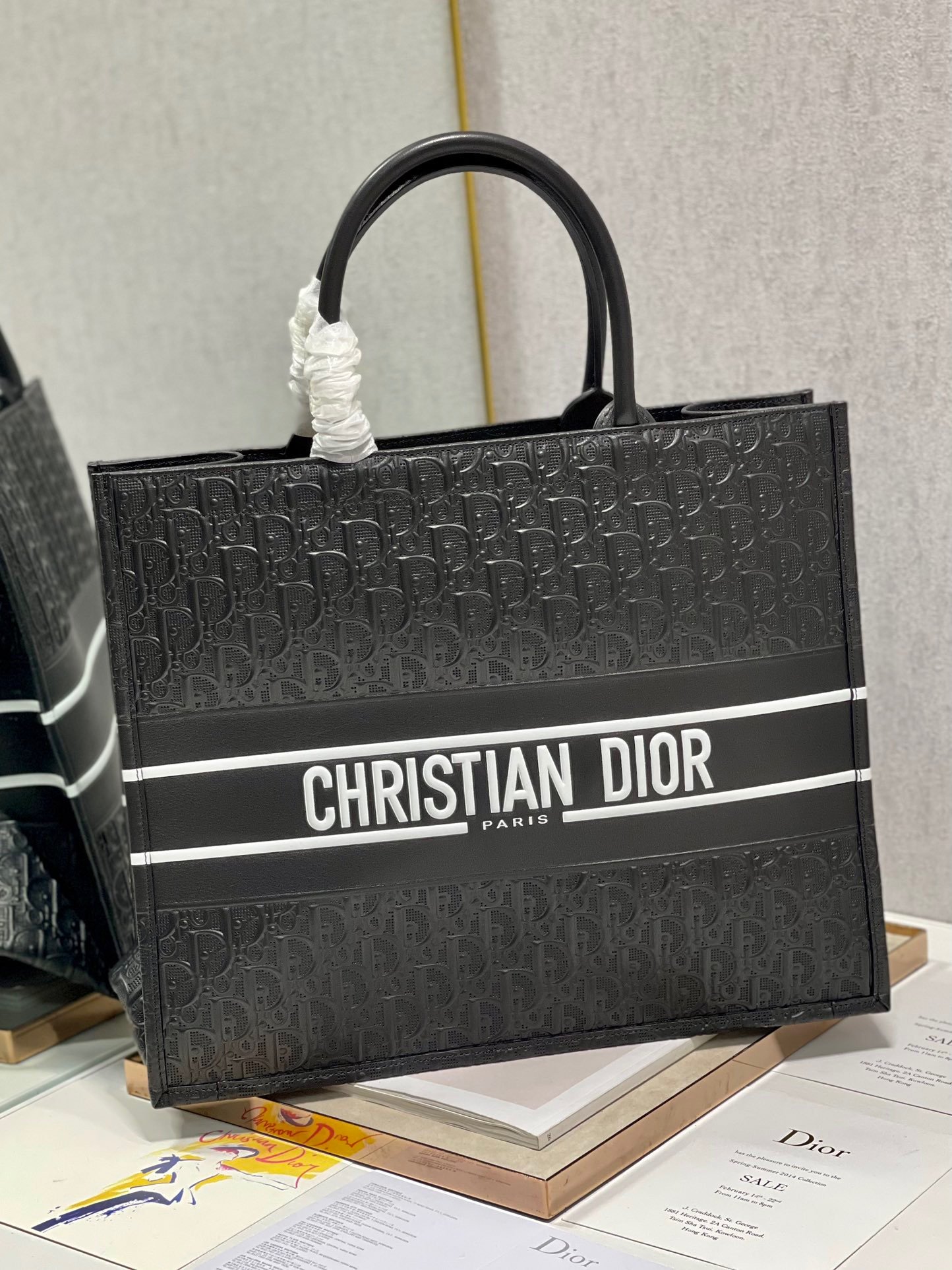 Christian Dior Large Dior Book Tote Black. For Women. Women's Handbags 16.5in/42cm CD M1286ZWSO_M900 - Soul Replicas