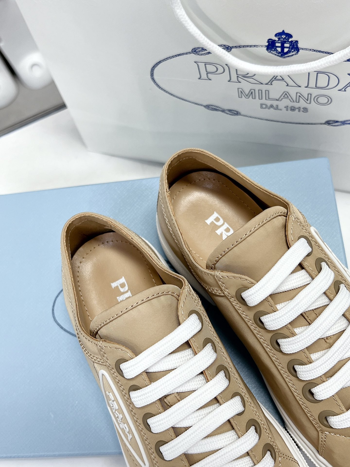 Prada Macro Re-Nylon And Brushed Sneakers Brown For Women 1.2in/30mm Prada - Soul Replicas