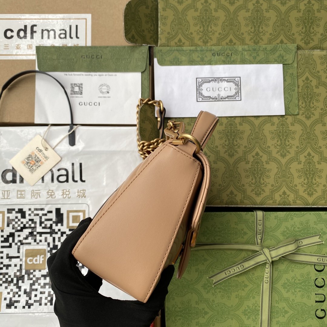 Gucci Marmont Mini Top Handle Bag Beige For Women. Women-s Bags 8.3in/21cm Gucci - Soul Replicas