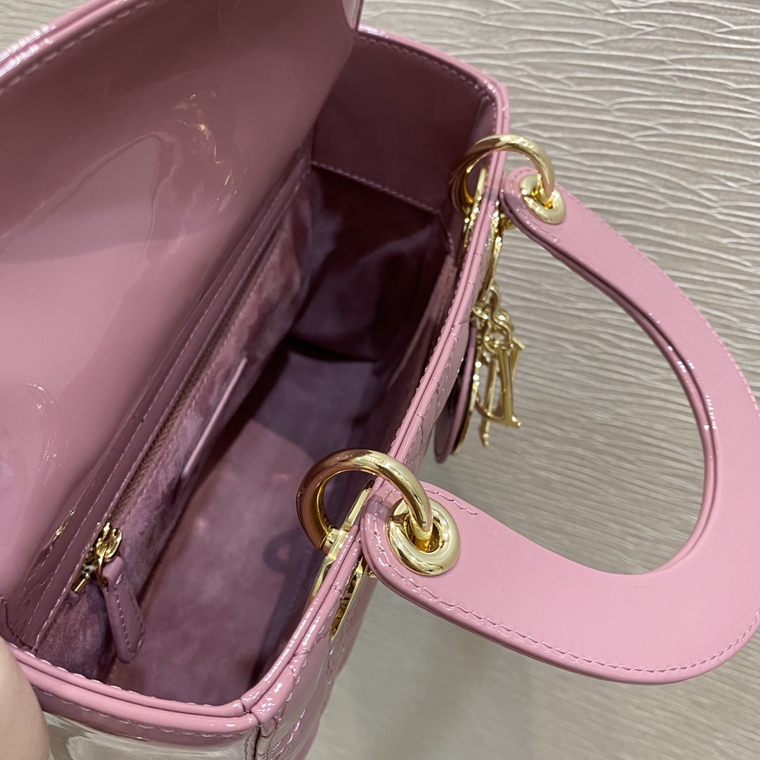 Christian Dior Small Lady Dior Bag Clutch Gold Toned Hardware Pink For Women 8in/20cm CD - Soul Replicas