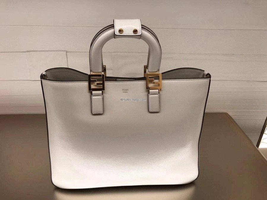 Fendi Small FF Tote Shoulder White Bag For Woman 30cm/12in - Soul Replicas
