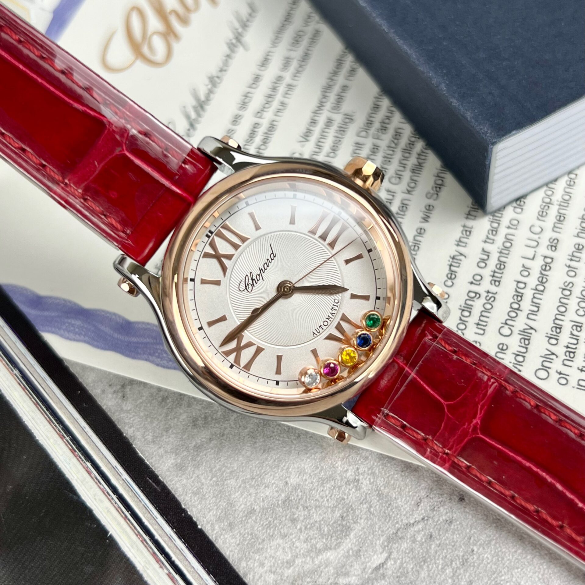 Chopard Happy Sport Replica Watch Red Leather Strap 36mm - Soul Replicas