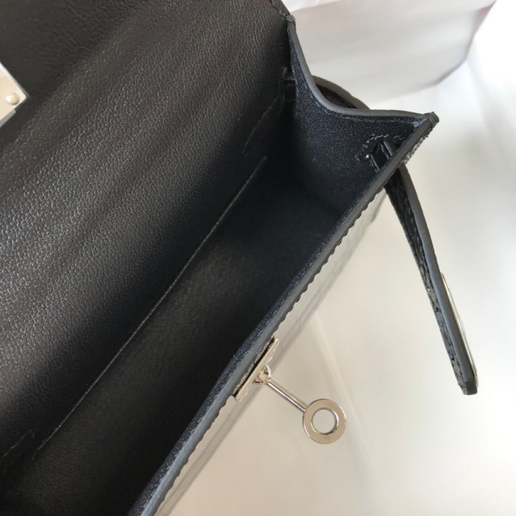 Hermes Mini Kelly 19 Black Silver Toned Hardware Bag For Women. Women-s Handbags. Shoulder Bags 7.5in/19cm - Soul Replicas