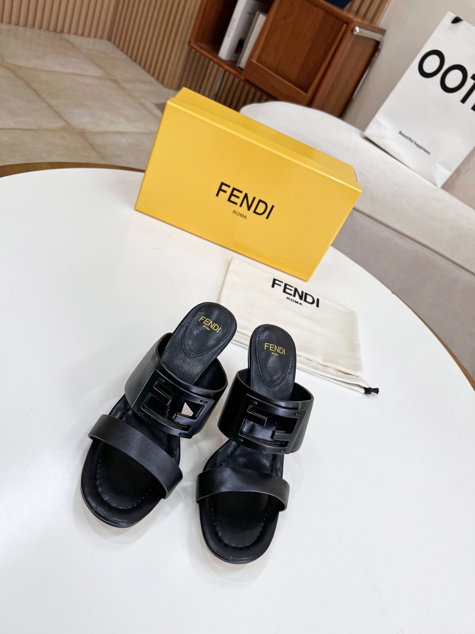 Fendi Baguette Black Heels For Women 8R8287AE7TF0ABB - Soul Replicas