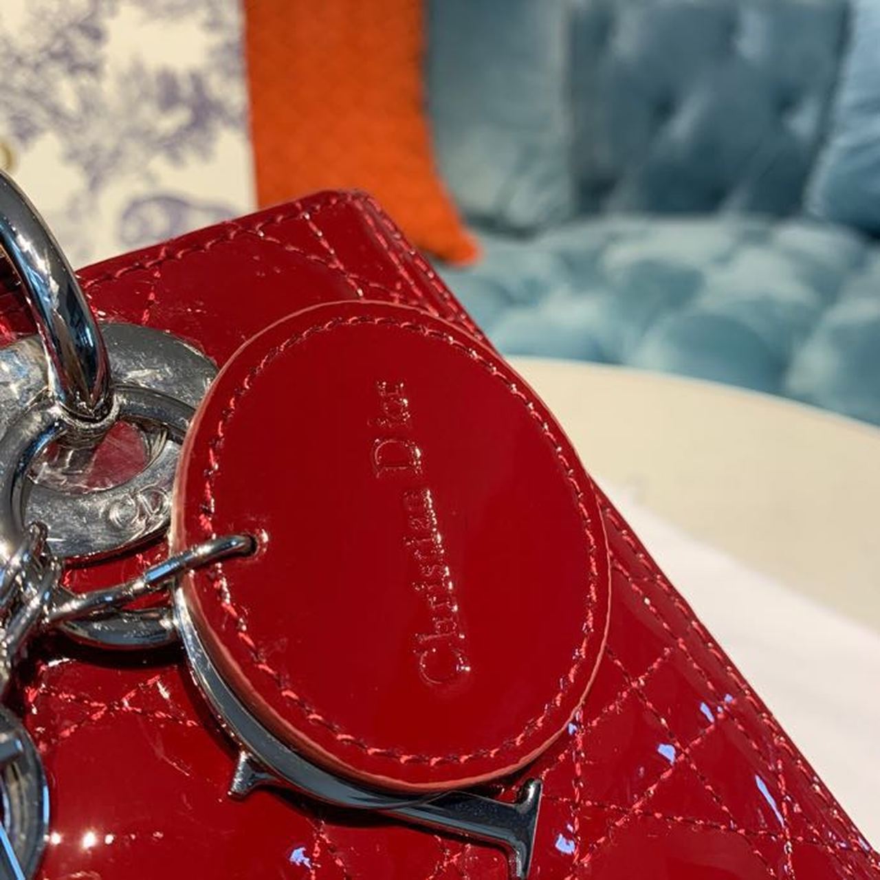 Christian Dior Medium Lady Dior Bag With Chain Silver Hardware Burgundy Women's Handbags 24cm/9in CD - Soul Replicas