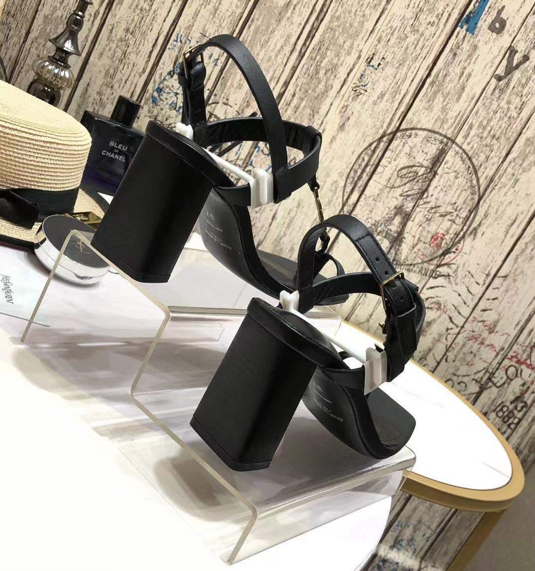 Yves Saint Laurent Women's Cassandra Heeled Sandals Black For Women YSL 658198DWETT1000 - Soul Replicas