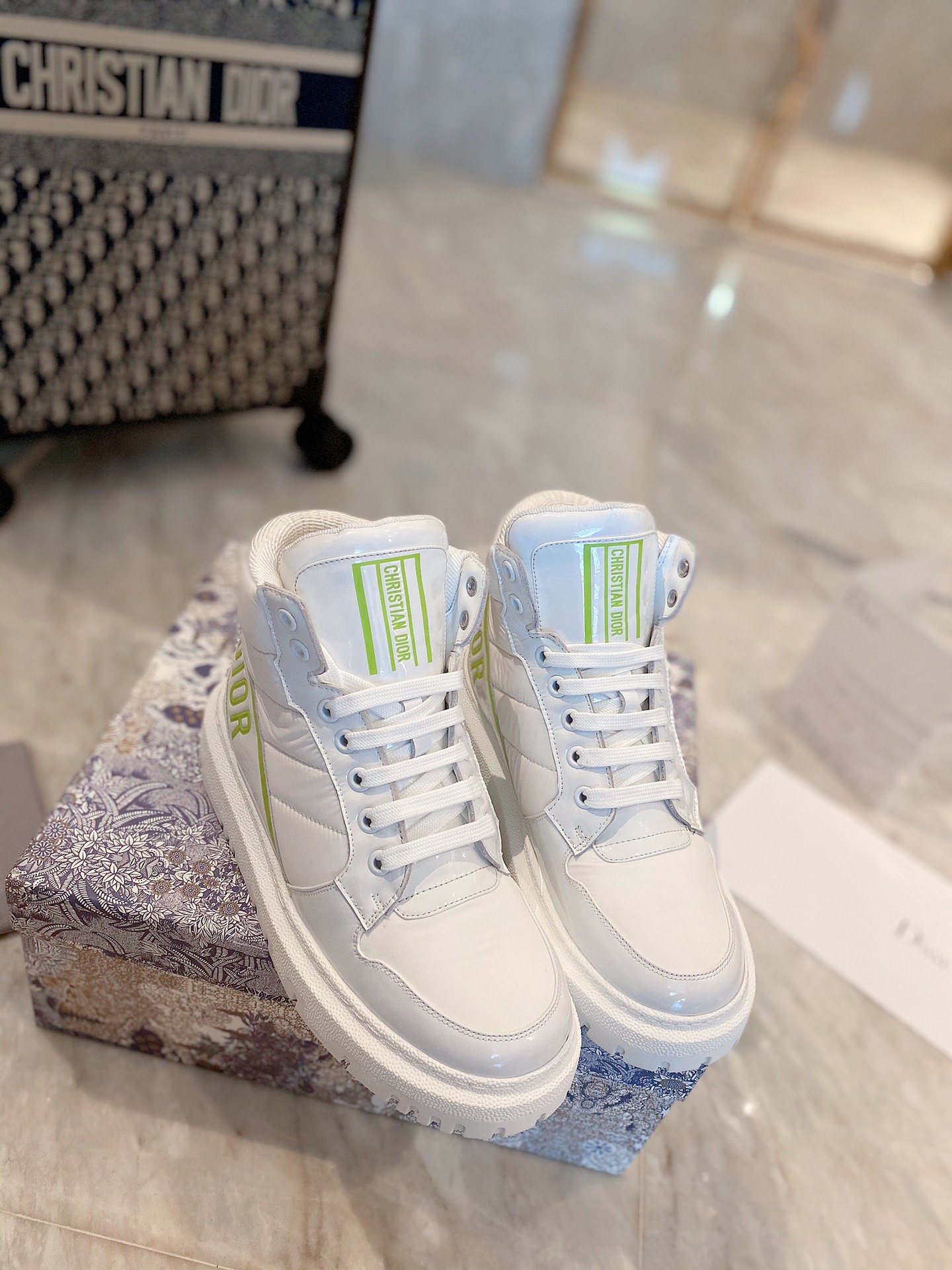 Christian Dior D-Player Patent-Trim White/Green For Women CD - Soul Replicas