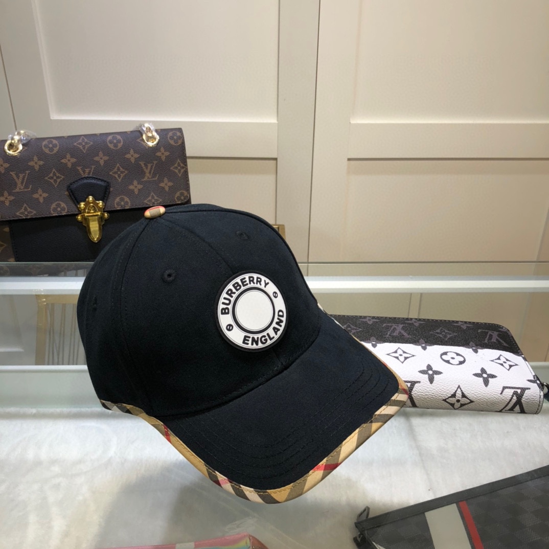Burberry Monogram Motif Icon Stripe Cotton Baseball Cap Black - Soul Replicas
