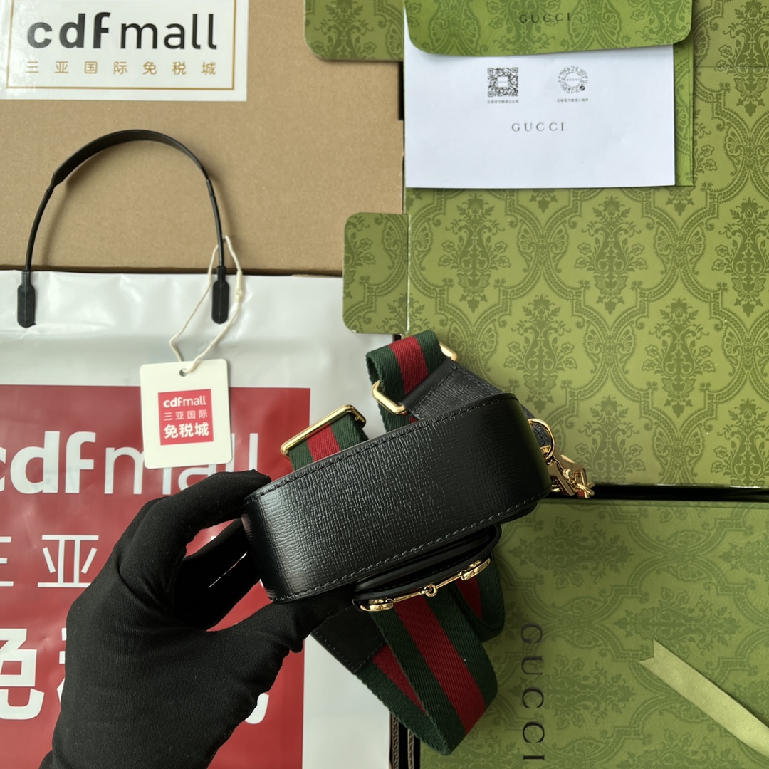 Gucci Horsebit 1955 Strap Wallet Black For Women. Women-s Bags 4.7in/12cm Gucci 699760 18YSG 1060 - Soul Replicas