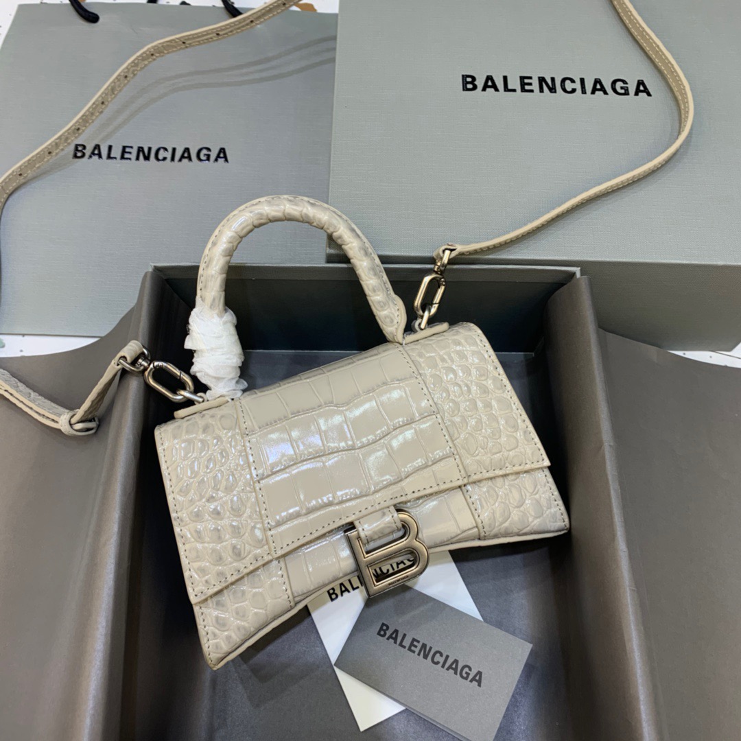 Balenciaga Hourglass XS Handbag In Beige. For Women. Women-s Bags 7.4in/19cm - Soul Replicas