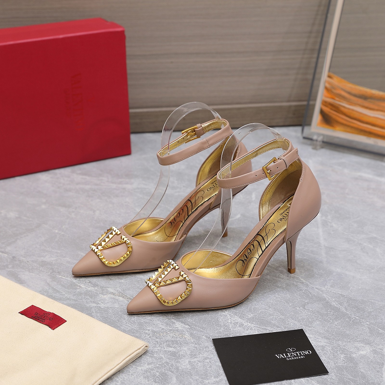 Valentino Garavani Rockstud Alcove Pumps Light Pink For Women - Soul Replicas