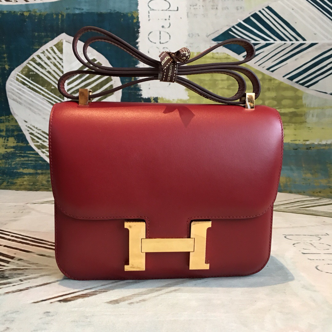 Hermes Constance Burgundy For Women Gold Toned Hardware 9.5in/24cm - Soul Replicas