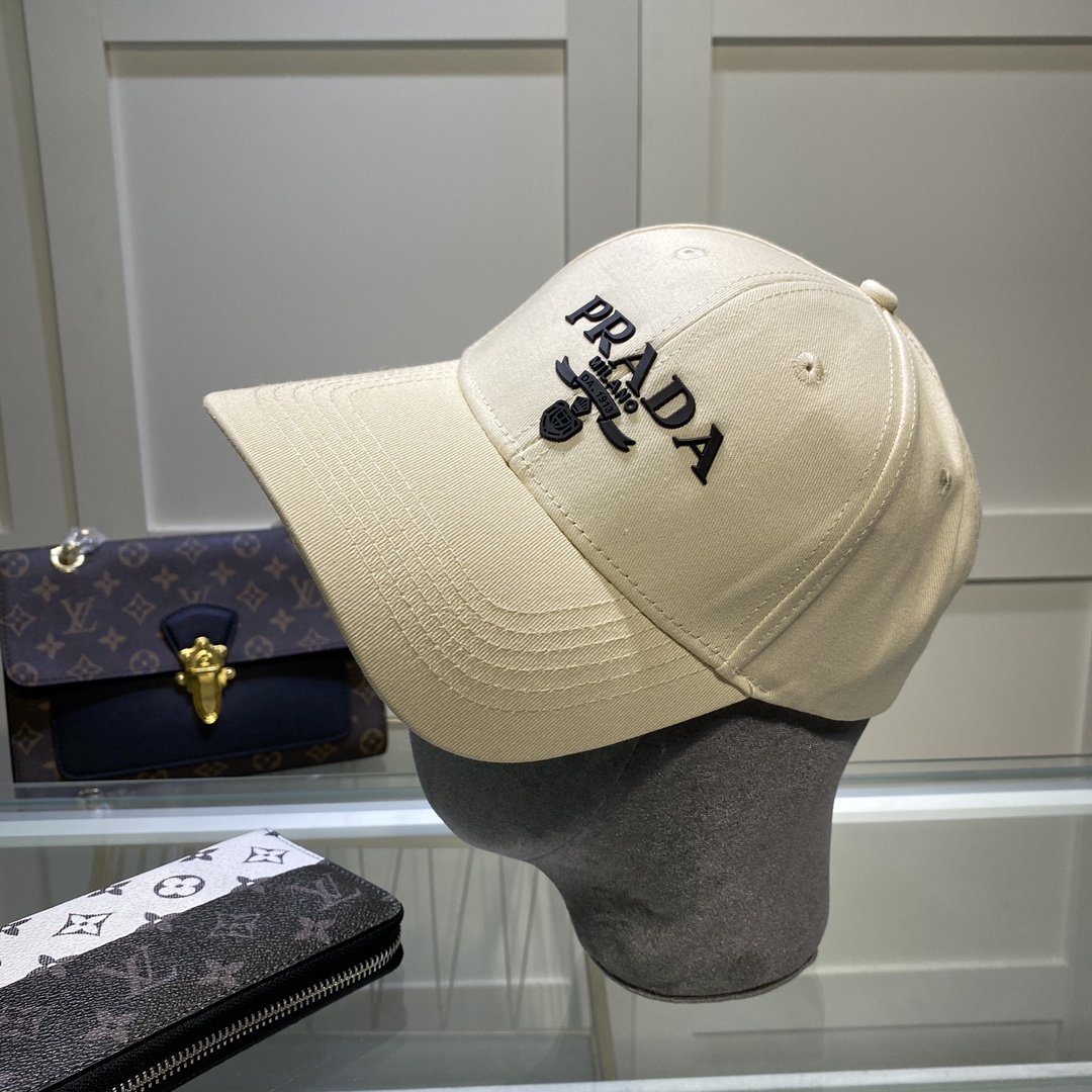 Prada Drill Baseball Cap Beige Prada Cap - Soul Replicas
