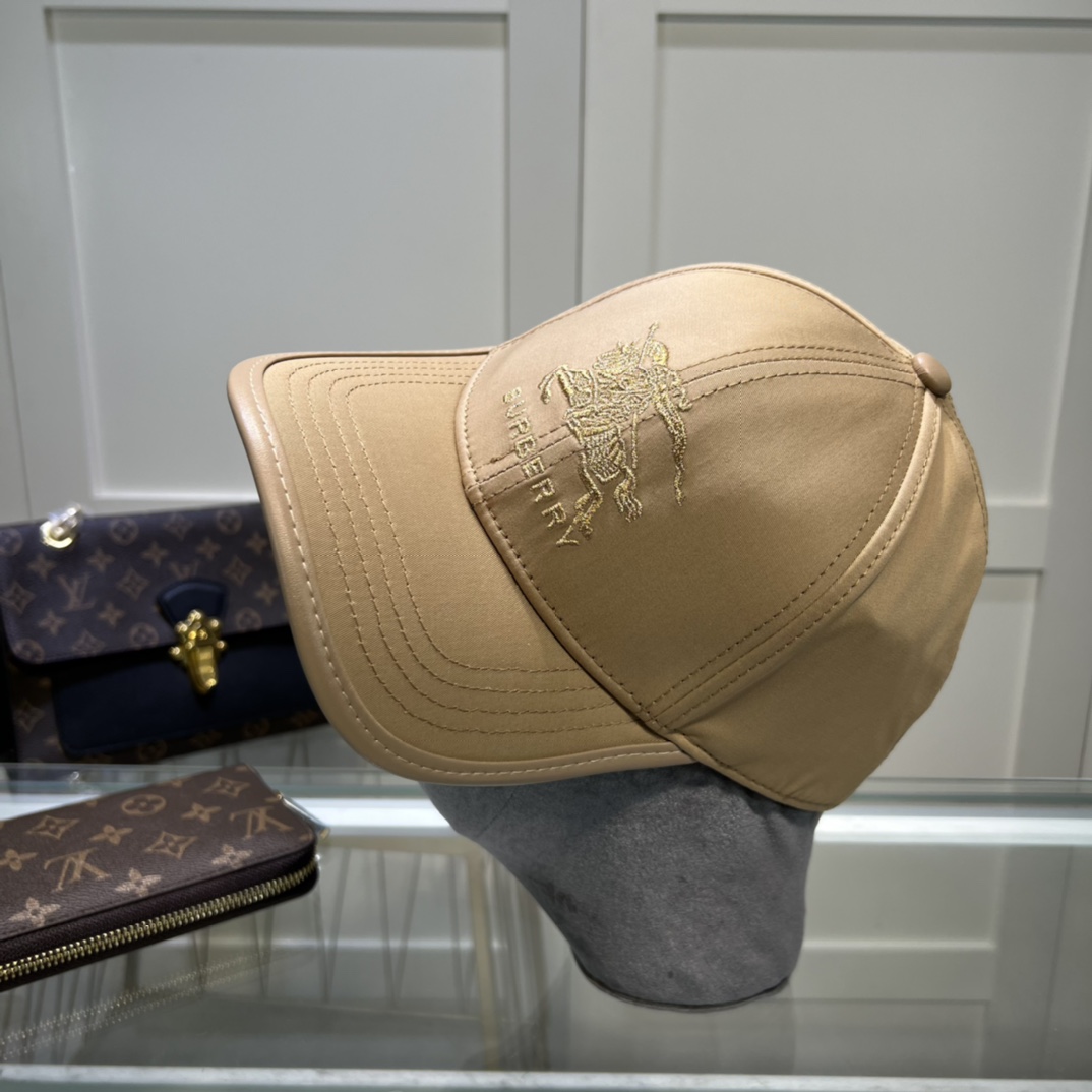 Burberry Monogram Motif Icon Stripe Cotton Baseball Cap Beige - Soul Replicas