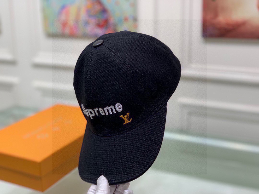 Louis Vuitton Supreme Cap Black LV Cap - Soul Replicas