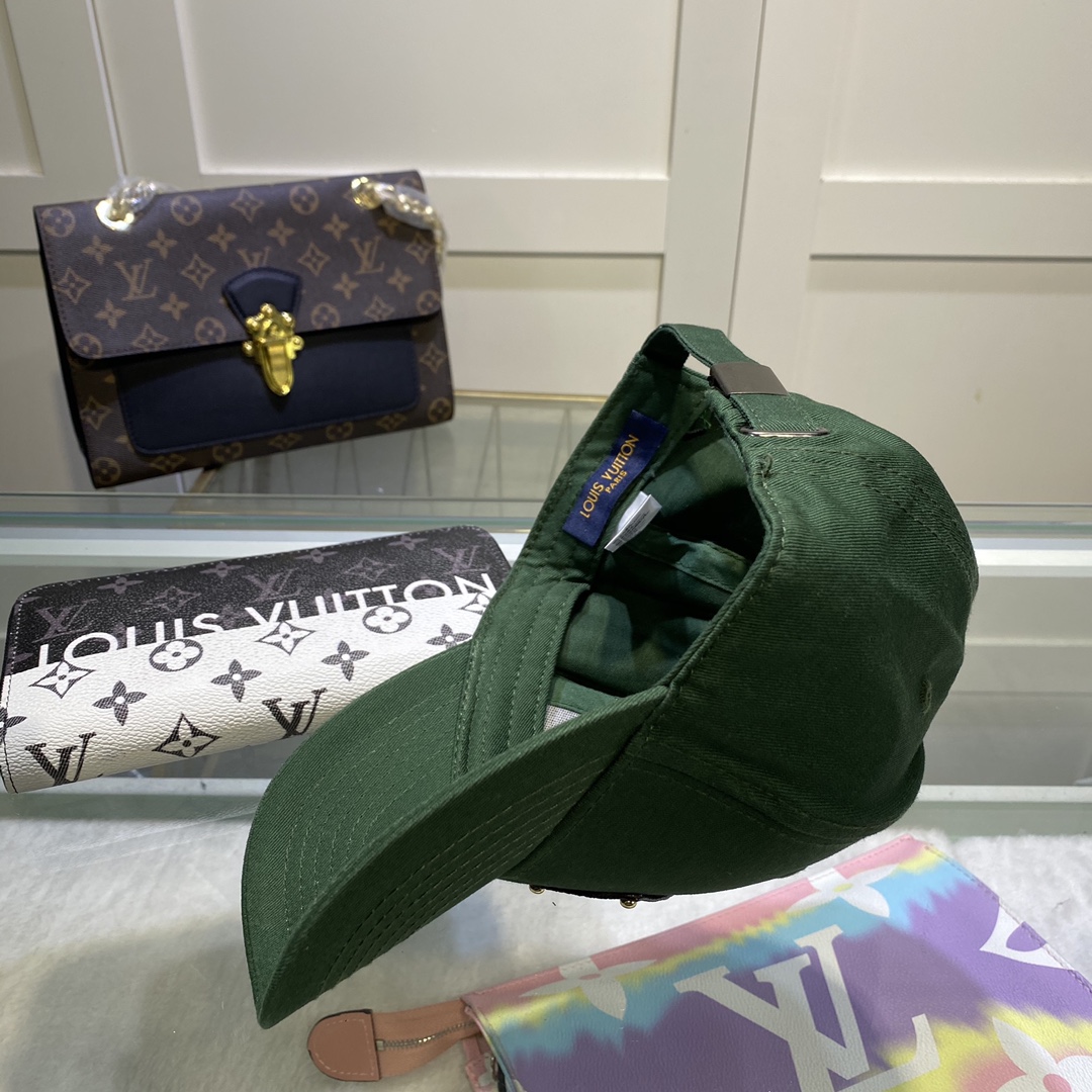 Louis Vuitton Embroidered Logo Baseball Cap Green LV Cap - Soul Replicas