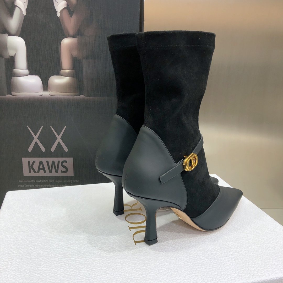 Christian Dior Attract Heeled Ankle Boot Black For Women CD - Soul Replicas