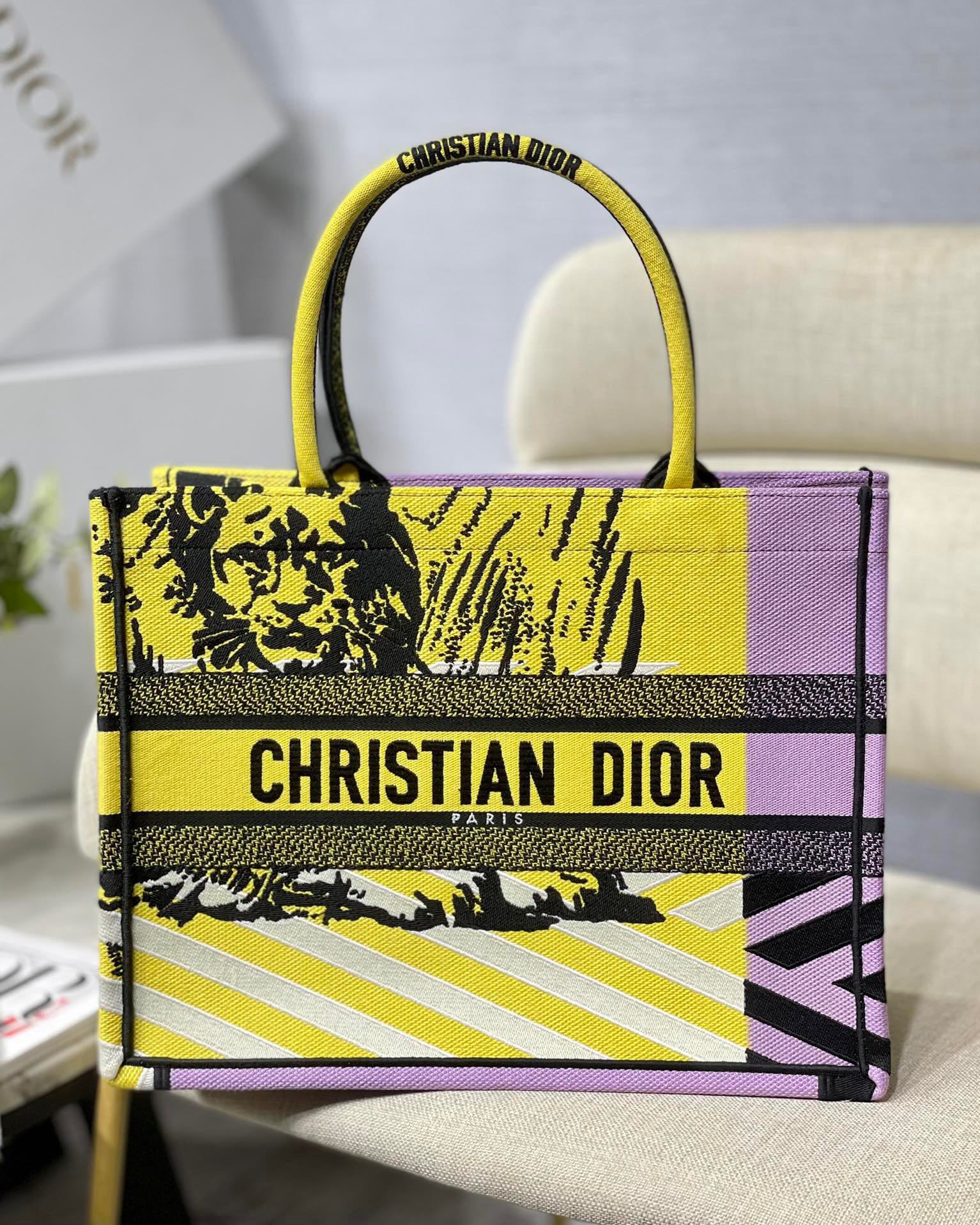Christian Dior Medium Dior Book Tote Yellow And Pink. For Women. Women's Handbags 14in/36cm CD - Soul Replicas