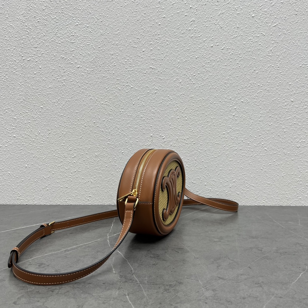 Celine Oval Bag Cuir Triomphe In Textile Natural / Tan For Women 8in/20cm 198602DU8.02NT - Soul Replicas